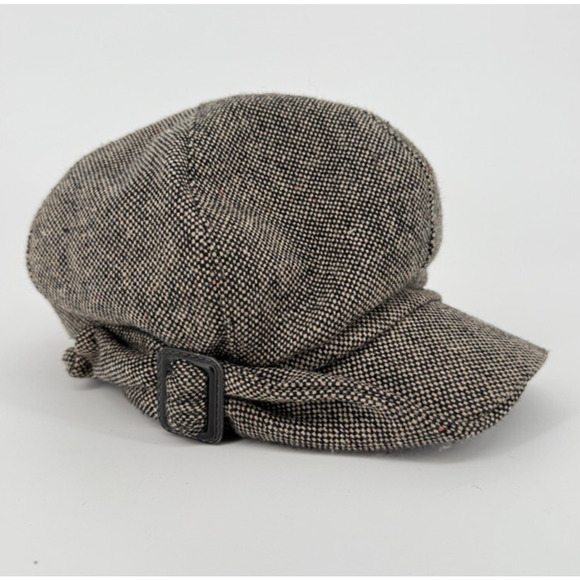 Vtg Y2K Nine West Newsboy Hat Tweed Cap Retro Wool Blend Buckle Detail Preppy - Picture 1 of 10